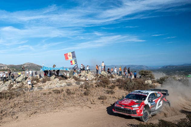 IPA89226361 - Sami Pajari (FIN) and Marko Salminen (FIN) in a Toyota GR Yaris Rally1 in action during the FIA WRC, Motorsport Rallye, WM Rally Italia Sardegna in Alghero, Italy, on October 1–4, 2026. Copyright: xFedericoxManoni IPAxSportx xx IPA89226361