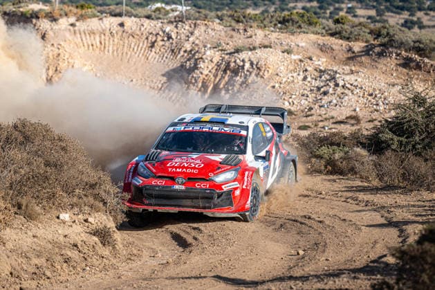 IPA89226365 - Oliver Solberg (SWE) and Elliott Edmondson (GBR) in a Toyota GR Yaris Rally1 in action during the FIA WRC, Motorsport Rallye, WM Rally Italia Sardegna in Alghero, Italy, on October 1–4, 2026. Copyright: xFedericoxManoni IPAxSportx xx IPA89226365