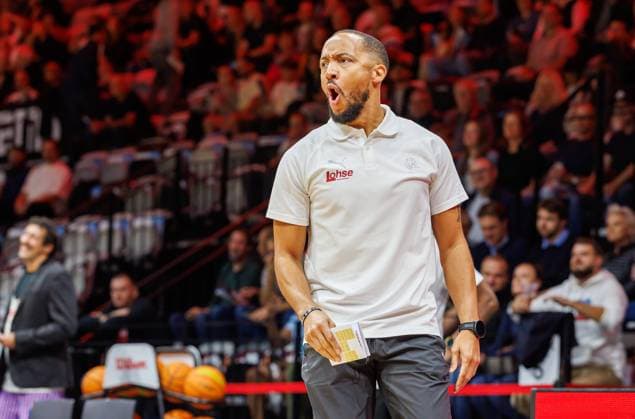 October 2, 2026 Basketball Season 2026–2027 2nd Bundesliga Pro A Matchday 2 Nuremberg Falcons Basketball Club (NBC) vs. EPG Baskets Koblenz Sports photo by Zink DaMa xdaxmax Tim Timothy James Black, Head Coach of the Nuremberg Falcons BC (NBC), gives instructions