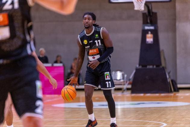 Tyrel Morgan, Kreisbau Kirchheim Knights, 11 GER, OrangeAcademy vs. Kreisbau Kirchheim Knights, Barmer 2 Basketball Bundesliga, Matchday 2, 2026–2027 Season, October 2, 2026 GER, OrangeAcademy vs. Kreisbau Kirchheim Knights, Barmer 2 Basketball Bundesliga, Matchday 2, 2026–2027 season, October 2, 2026 Neu Ulm Copyright: xEibner-Pressefoto NinaxSanderx EP_NSR