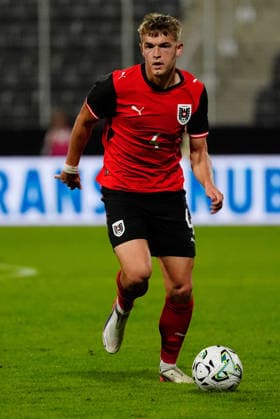 SOCCER - UEFA U21, U 21 EURO quali, AUT vs DEN VIENNA,AUSTRIA,02.OCT.26 - SOCCER - UEFA European Under-21 Championship 2027, qualifiers, OEFB Under-21 international match, Länderspiel, Nationalmannschaft Austria vs Denmark. Image shows David Puczka (AUT). GEPAxpictures xKevinxKada