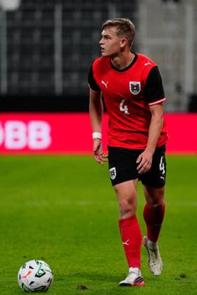 SOCCER - UEFA U21, U 21 EURO quali, AUT vs DEN VIENNA,AUSTRIA,02.OCT.26 - SOCCER - UEFA European Under-21 Championship 2027, qualifiers, OEFB Under-21 international match, Länderspiel, Nationalmannschaft Austria vs Denmark. Image shows David Puczka (AUT). GEPAxpictures xKevinxKada
