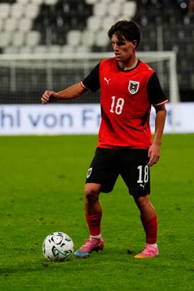 SOCCER - UEFA U21, U 21 EURO quali, AUT vs DEN VIENNA,AUSTRIA,02.OCT.26 - SOCCER - UEFA European Under-21 Championship 2027, qualifiers, OEFB Under-21 international match, Länderspiel, Nationalmannschaft Austria vs Denmark. Image shows Nicolas Bajlicz (AUT). GEPAxpictures xKevinxKada