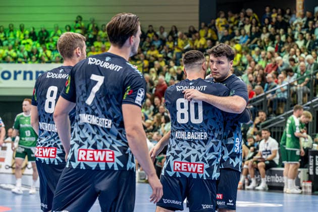 OPEL Handball Bundesliga: HSG Wetzlar vs. Rhein Neckar Löwen, October 2, 2026; Aron Seesing (Rhein Neckar Löwen), 21, Jannik Kohlbacher, Rhein Neckar Löwen, 80, Robert Timmermeister, Rhein Neckar Löwen, 7, Tim Nothdurft, Rhein Neckar Löwen, 8, OPEL Handball Bundesliga: HSG Wetzlar vs. Rhein Neckar Löwen, Wetzlar, October 2, 2026 Copyright: xBEAUTIFULxSPORTS Roeczeyx