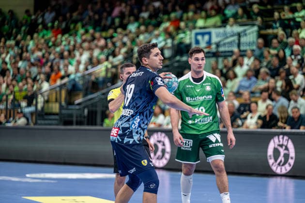OPEL Handball Bundesliga: HSG Wetzlar vs. Rhein Neckar Löwen, October 2, 2026; Marius Steinhauser (Rhein Neckar Löwen), 19; Josip Simic (HSG Wetzlar), 10; OPEL Handball Bundesliga: HSG Wetzlar vs. Rhein Neckar Löwen, Wetzlar, October 2, 2026 Copyright: xBEAUTIFULxSPORTS Roeczeyx