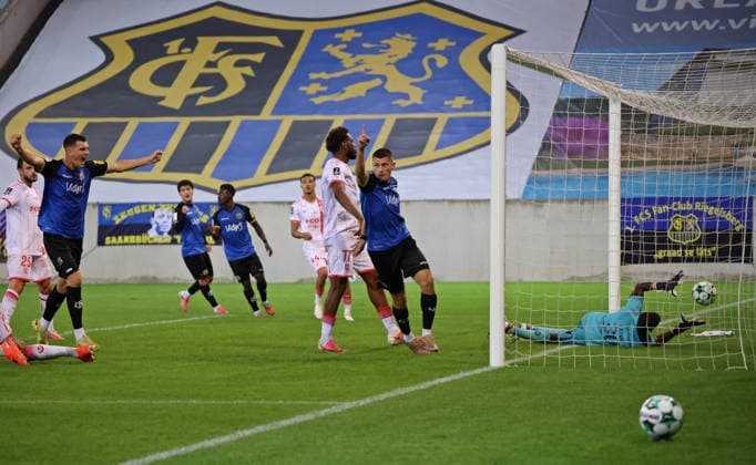 October 2, 2026, Soccer, Men s, Friendly Match, 2026–2027 Season, 1 FC Saarbrücken vs. AS Nancy Lorraine, Mladen Cvjetinovic: 1 FC Saarbrücken celebrates after scoring the 1–0 goal. Saarbrücken, Ludwigsparkstadion, Saarland, Germany Copyright: xFabianxKleerx