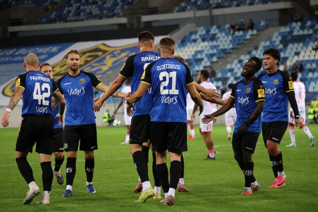 October 2, 2026, Soccer, Men s, Friendly Match, 2026–2027 Season, 1 FC Saarbrücken vs. AS Nancy Lorraine, 1 FC Saarbrücken celebrates after Mladen Cvjetinovic scores the 1–0 goal; 1 FC Saarbrücken, Saarbrücken, Ludwigsparkstadion, Saarland, Germany Copyright: xFabianxKleerx