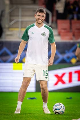 UKRAINE - NORTHERN IRELAND Ruairi McConville of Northern Ireland and Norwich City warmup during UEFA Nations League - League B - Group B2 - Matchday 3 - football match between Ukraine and Northern Ireland. Anton Malatinsky Stadium, City Arena, Trnava, Slovakia, October 02, 2026. Photo by Branislav Racko Copyright: xx 080A8398