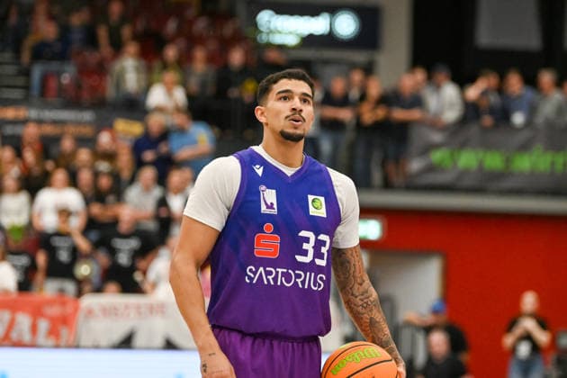 Tai Bibbs, BG Göttingen, 33 on a free throw: Artland Dragons vs. BG Göttingen, 2nd Basketball Bundesliga, Pro A, Matchday 2, 2026–2027 season, October 2, 2026, Artland Dragons vs. BG Göttingen, 2nd Basketball Bundesliga, Pro A, Matchday 2, 2026–2027 season, October 2, 2026, Quakenbrück Copyright: xEibner-Pressefoto RobertxGertzenx EP_RGN