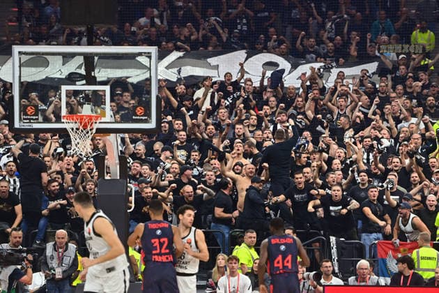 Fans, Partizan Basketball EuroLeague fan section, 2026–2027 season, FC Bayern Munich vs. Partizan Belgrade on October 2, 2026, S A P G A R D EN