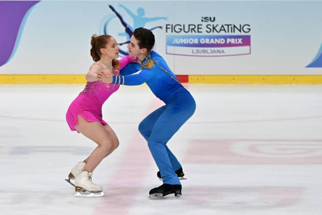 LJUBLJANA; SLOVENIJA - OCTOBER 02: Grace Fischer and Luke Fischer of United States of America in action during the Junior Ice Dance - Rhythm Dance on the ISU Figure skating, Eiskunstlauf Junior Grand Prix Ljubljana 2026 in Hala Tivoli on October 02, 2026 in Ljubljana, Slovenia. (Photo by Igor Kupljenik Sports Press Photo). Copyright: xIgorxKupljenikx xSPPx Sportspressphoto_SPR243825