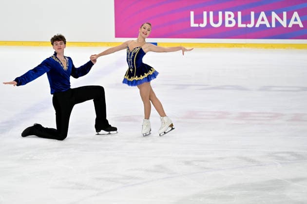 LJUBLJANA; SLOVENIJA - OCTOBER 02: Yeva Alekhnovich and Stanislaw Borysewicz of Poland in action during the Junior Ice Dance - Rhythm Dance on the ISU Figure skating, Eiskunstlauf Junior Grand Prix Ljubljana 2026 in Hala Tivoli on October 02, 2026 in Ljubljana, Slovenia. (Photo by Igor Kupljenik Sports Press Photo). Copyright: xIgorxKupljenikx xSPPx Sportspressphoto_SPR243856