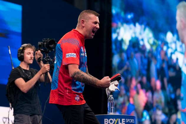 2026 BOYLE Sports World Grand Prix Nathan Aspinall celebrates winning against Ryan Joyce during the 2026 Boyle Sports World Grand Prix Quarter-Finals at Mattioli Arena, Leicester, United Kingdom on 2 October 2026 Credit: Alex Young Every Second Media Editorial use only. All images are copyright Every Second Media Limited. No images may be reproduced without prior permission. Copyright: xIMAGO EveryxSecondxMediax ESM-2197-0014 AlexxYoungx xEveryxSecondxMediax