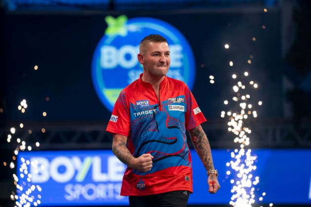 2026 BOYLE Sports World Grand Prix Nathan Aspinall celebrates winning against Ryan Joyce during the 2026 Boyle Sports World Grand Prix Quarter-Finals at Mattioli Arena, Leicester, United Kingdom on 2 October 2026 Credit: Alex Young Every Second Media Editorial use only. All images are copyright Every Second Media Limited. No images may be reproduced without prior permission. Copyright: xIMAGO EveryxSecondxMediax ESM-2197-0015 AlexxYoungx xEveryxSecondxMediax