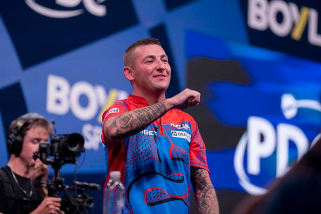 2026 BOYLE Sports World Grand Prix Nathan Aspinall celebrates winning against Ryan Joyce during the 2026 Boyle Sports World Grand Prix Quarter-Finals at Mattioli Arena, Leicester, United Kingdom on 2 October 2026 Credit: Alex Young Every Second Media Editorial use only. All images are copyright Every Second Media Limited. No images may be reproduced without prior permission. Copyright: xIMAGO EveryxSecondxMediax ESM-2197-0016 AlexxYoungx xEveryxSecondxMediax