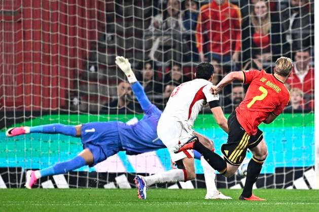 Belgium v Turkey - UEFA Nations League 2026 LIEGE, BELGIUM - OCTOBER 02 : De Bruyne Kevin forward of Belgium scores a goal during the UEFA Nations League tournament league phase matchday 3 group A1 match between Belgium and Turkey on October 2, 2026 in Liege, Belgium, 02 10 2026 Liege Belgium  Copyright: xTomasxSiskx
