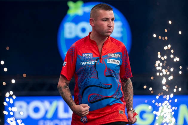2026 BOYLE Sports World Grand Prix Nathan Aspinall celebrates winning against Ryan Joyce during the 2026 Boyle Sports World Grand Prix Quarter-Finals at Mattioli Arena, Leicester, United Kingdom on 2 October 2026 Credit: Alex Young Every Second Media Editorial use only. All images are copyright Every Second Media Limited. No images may be reproduced without prior permission. Copyright: xIMAGO EveryxSecondxMediax ESM-2197-0022 AlexxYoungx xEveryxSecondxMediax