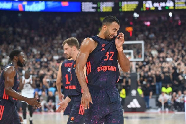 Johannes THIEMANN FCB, disappointment, frustration, disappointed, frustrated, dejected, hi Andreas OBST FCB Basketball EuroLeague, 2026–2027 season, FC Bayern Munich vs. Partizan Belgrade on October 2, 2026, S A P G A R D E N