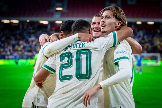 UKRAINE - NORTHERN IRELAND Isaac Price of Northern Ireland and West Bromwich Albion celebrates a goal during UEFA Nations League - League B - Group B2 - Matchday 3 - football match between Ukraine and Northern Ireland. Anton Malatinsky Stadium, City Arena, Trnava, Slovakia, October 02, 2026. Photo by Branislav Racko Copyright: xx _BRR0394