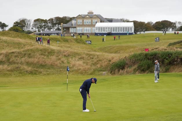 RECORD DATE NOT STATED 2nd October 2026; Kingsbarns Golf Links, Kingsbarns, Scotland; DP World Tour Golf, Alfred Dunhill Links Championship, Day 2; Lee Westwood putts on the 16th hole in front of the clubhouse at Kingsbarns Golf Links AlecxBrown
