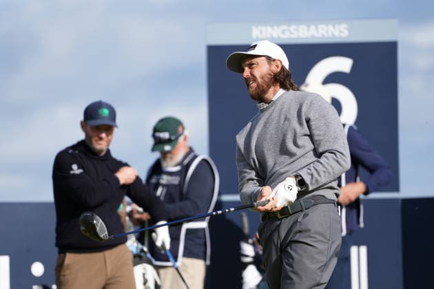RECORD DATE NOT STATED 2nd October 2026; Kingsbarns Golf Links, Kingsbarns, Scotland; DP World Tour Golf, Alfred Dunhill Links Championship, Day 2; Tommy Fleetwood watches his tee shot on the 16th hole at Kingsbarns Golf Links AlecxBrown