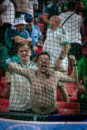 UKRAINE - NORTHERN IRELAND Fans of Northern Ireland celebrate a goal during UEFA Nations League - League B - Group B2 - Matchday 3 - football match between Ukraine and Northern Ireland. Anton Malatinsky Stadium, City Arena, Trnava, Slovakia, October 02, 2026. Photo by Branislav Racko Copyright: xx _BRR0475