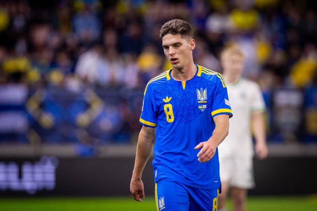 UKRAINE - NORTHERN IRELAND Georgiy (Heorhiy) Sudakov of Ukraine and SL Benfica sad during UEFA Nations League - League B - Group B2 - Matchday 3 - football match between Ukraine and Northern Ireland. Anton Malatinsky Stadium, City Arena, Trnava, Slovakia, October 02, 2026. Photo by Branislav Racko Copyright: xx 080A9086