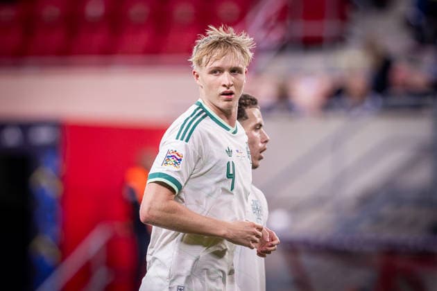 UKRAINE - NORTHERN IRELAND Tom Atcheson of Northern Ireland and Blackburn Rovers during UEFA Nations League - League B - Group B2 - Matchday 3 - football match between Ukraine and Northern Ireland. Anton Malatinsky Stadium, City Arena, Trnava, Slovakia, October 02, 2026. Photo by Branislav Racko Copyright: xx 080A9142