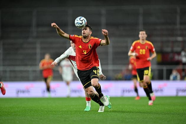 Belgium v Turkiye - UEFA Nations League LIEGE, BELGIUM - OCTOBER 02: Brandon Mechele (4) of Belgium in action during the UEFA Nations League A match between Belgium and Turkiye at Maurice Dufrasne Stadium in Liege, Belgium on October 02, 2026. Mustafa Yalcin Anadolu Liege Belgium. Editorial use only. Please get in touch for any other usage.  Copyright: x2026xAnadoluxMustafaxYalcinx
