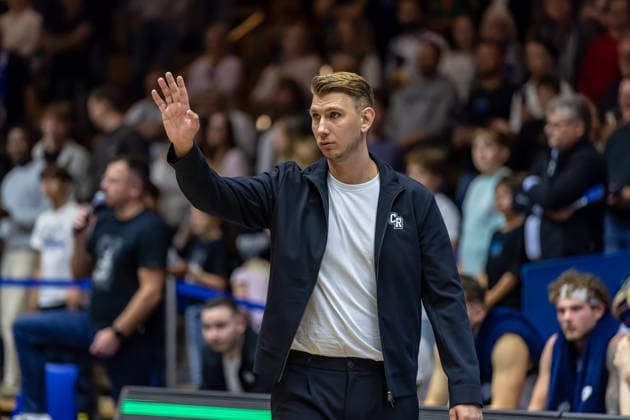 Portrait of Florian Flabb, Head Coach of the HAKRO Merlins Crailsheim, showing gestures and facial expressions, GER, HAKRO Merlins Crailsheim vs. Tigers Tübingen, Basketball, 2nd Basketball Bundesliga, Pro A, Matchday 2, 2026–2027 Season, October 2, 2026, GER, HAKRO Merlins Crailsheim vs. Tigers Tübingen, Basketball, 2nd Basketball Bundesliga, Pro A, Matchday 2, 2026–2027 Season, October 2, 2026, Ilshofen Copyright: xEibner-Pressefoto JanixPlessx EP_JPL