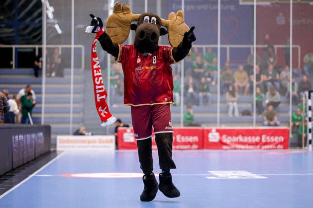 October 2, 2026, Matchday 6 of the 2nd Handball Bundesliga, TuSEM Essen vs. SC DHfK Leipzig, Mascot Elmar, North Rhine-Westphalia, Germany