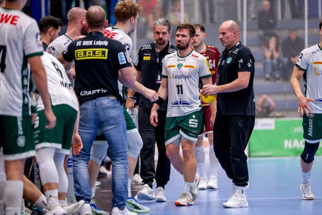 October 2, 2026, Matchday 6 of the 2nd Handball Bundesliga, TuSEM Essen vs. SC DHfK Leipzig; Lukas Binder (SC DHfK Leipzig, No. 11) had to leave the court due to injury; NRW, Germany