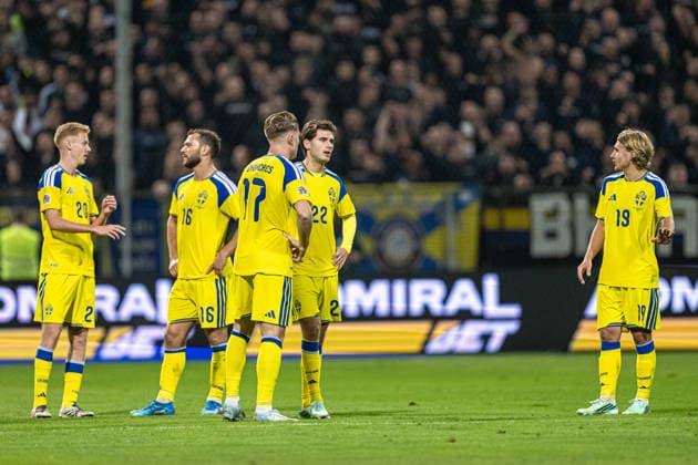 261002 Hugo Larsson, Jesper Karlström, Viktor Gyökeres, Besfort Zeneli, and Sebastian Nanasi of Sweden during the Nations League soccer match between Bosnia and Herzegovina and Sweden on October 2, 2026 in Zenica. Photo by Ludvig Thunman. BILDBYRAN code LT LT0823 soccer football fotball Nations League UEFA Nations League Bosnia and Herzegovina Sweden Sweden A BBENG  Copyright: LUDVIGxTHUNMAN BB261002LT163