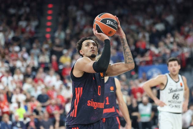 Miles Norris, FC Bayern Basketball, 00 with the ball, GER, FC Bayern Basketball vs. Partizan Mozzart Bet Belgrade, Basketball, EuroLeague, Matchday 3, 2026–2027 Season, October 2, 2026, GER, FC Bayern Basketball vs. Partizan Mozzart Bet Belgrade, Basketball, EuroLeague, Matchday 3, 2026–2027 Season, October 2, 2026, Munich Copyright: xEibner-Pressefoto JennixMaulx EP_JML