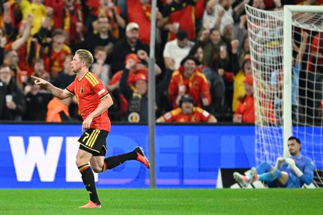 Belgium v Turkey - UEFA Nations League 2026 LIEGE, BELGIUM - OCTOBER 02 : De Bruyne Kevin forward of Belgium celebrates scoring a goal during the UEFA Nations League tournament league phase matchday 3 group A1 match between Belgium and Turkey on October 2, 2026 in Liege, Belgium, 02 10 2026 Liege Belgium  Copyright: xNicoxVereeckenx