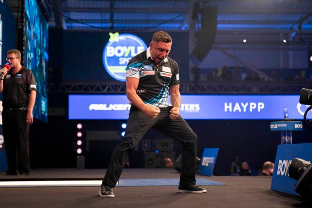 2026 BOYLE Sports World Grand Prix Gerwyn Price celebrates winning a leg during the 2026 Boyle Sports World Grand Prix Quarter-Finals at Mattioli Arena, Leicester, United Kingdom on 2 October 2026 Credit: Alex Young Every Second Media Editorial use only. All images are copyright Every Second Media Limited. No images may be reproduced without prior permission. Copyright: xIMAGO EveryxSecondxMediax ESM-2197-0036 AlexxYoungx xEveryxSecondxMediax
