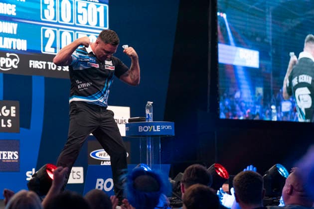 2026 BOYLE Sports World Grand Prix Gerwyn Price defeats Jonny Clayton 3-2 during the 2026 Boyle Sports World Grand Prix Quarter-Finals at Mattioli Arena, Leicester, United Kingdom on 2 October 2026 Credit: Alex Young Every Second Media Editorial use only. All images are copyright Every Second Media Limited. No images may be reproduced without prior permission. Copyright: xIMAGO EveryxSecondxMediax ESM-2197-0037 AlexxYoungx xEveryxSecondxMediax