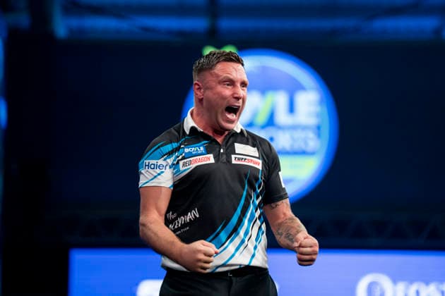 2026 BOYLE Sports World Grand Prix Gerwyn Price celebrates winning a leg during the 2026 Boyle Sports World Grand Prix Quarter-Finals at Mattioli Arena, Leicester, United Kingdom on 2 October 2026 Credit: Alex Young Every Second Media Editorial use only. All images are copyright Every Second Media Limited. No images may be reproduced without prior permission. Copyright: xIMAGO EveryxSecondxMediax ESM-2197-0039 AlexxYoungx xEveryxSecondxMediax