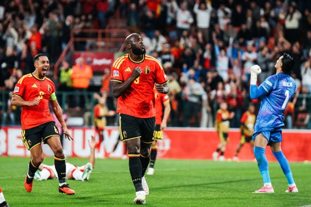 LIEGE, BELGIUM - OCTOBER 02: Romelu Lukaku (Belgien, 9) celebrates after scoring the 3:0 UEFA Nations League match between Belgium and Türkiye at Stade Maurice Dufrasne on October 02, 2026 in Liege, Belgium. Copyright: xNatachaxFreisenx