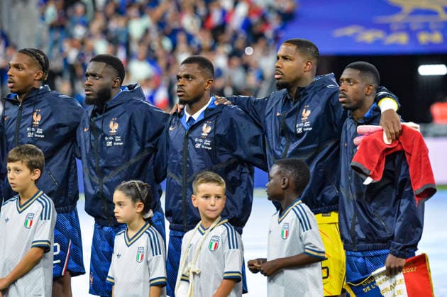 FOOTBALL : France vs Italie - Ligue des Nations - 3e Journà e - 02 10 2026 Ousmane Dembele (France) Mike Maignan (France) Pierre Kalulu (France) Dayot Upamecano (France) Jà rà my Jacquet (France) Saint DenisFrance Copyright: xBaptistexAutissierx