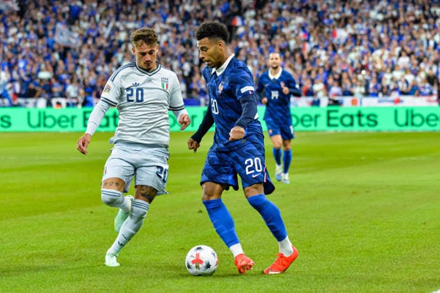 FOOTBALL : France vs Italie - Ligue des Nations - 3e Journà e - 02 10 2026 Desire Doue (France) Sebastiano Esposito (Italie) Saint DenisFrance Copyright: xBaptistexAutissierx