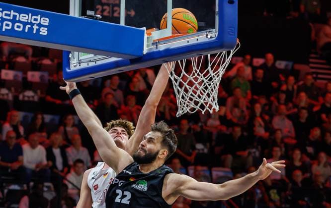 October 2, 2026 Basketball Season 2026–2027 2nd Bundesliga Pro A Matchday 2 Nuremberg Falcons Basketball Club NBC EPG Baskets Koblenz Sports Photo Zink DaMa xdaxmax Jarne Jürgens Juergens 21, Nuremberg Falcons BC NBC Alexander Möller 22, EPG Guardians Koblenz