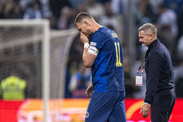 261002 Edin Džeko of Bosnia and Herzegovina after the Nations League soccer match between Bosnia and Herzegovina and Sweden on October 2, 2026 in Zenica. Photo by Ludvig Thunman. BILDBYRAN code LT LT0823 soccer football fotball Nations League UEFA Nations League Bosnia and Herzegovina Sweden Sweden A BBENG  Copyright: LUDVIGxTHUNMAN BB261002LT205