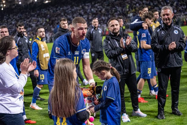 October 2, 2026: Edin Džeko of Bosnia and Herzegovina after the Nations League soccer match between Bosnia and Herzegovina and Sweden on October 2, 2026 in Zenica. Photo by Ludvig Thunman. BILDBYRAN code LT LT0823 soccer football fotball Nations League UEFA Nations League Bosnia and Herzegovina Sweden Sweden A BBENG  Copyright: LUDVIGxTHUNMAN BB261002LT209