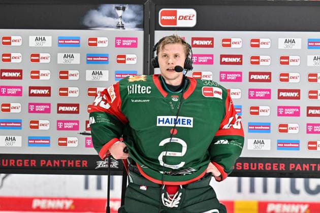 Penny DEL: Augsburger Panther vs. Grizzlys Wolfsburg, October 2, 2026, AUGSBURG, GERMANY OCTOBER 2. Pictured: Tobias ANCICKA of the Augsburger Panther, No. 45, during an interview with Magenta Sport after the Penny DEL match between the Augsburger Panther and the Grizzlys Wolfsburg on Matchday 5 at Curt Frenzel Stadium Copyright: xBEAUTIFULxSPORTS Goldbergx