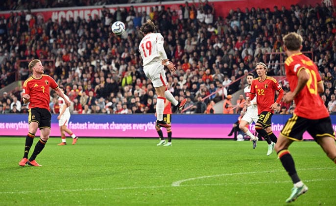 Belgium v Turkiye - UEFA Nations League LIEGE, BELGIUM - OCTOBER 02: Yunus Akgun (19) of Turkiye in action during the UEFA Nations League A match between Belgium and Turkiye at Maurice Dufrasne Stadium in Liege, Belgium on October 02, 2026. Dursun Aydemir Anadolu Liege Belgium. Editorial use only. Please get in touch for any other usage.  Copyright: x2026xAnadoluxDursunxAydemirx