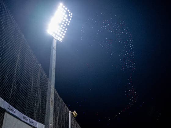 261002 Drone show in tribute to Edin Džeko of Bosnia and Herzegovina during the Nations League soccer match between Bosnia and Herzegovina and Sweden on October 2, 2026 in Zenica. Photo by Ludvig Thunman. BILDBYRAN code LT LT0823 soccer football fotball Nations League UEFA Nations League Bosnia and Herzegovina Sweden Sweden A BBENG  Copyright: LUDVIGxTHUNMAN BB261002LT219