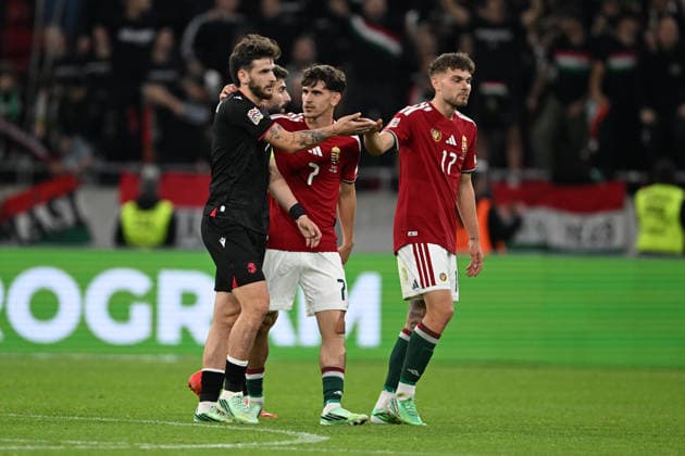 IPA89234169 - Final greetings from the Hungarian players during the Nations League, Matchday 3, League B, Group B2, between Hungary and Georgia, on October 2, 2026, at the Puskás Arena in Budapest, Hungary  Copyright: xVincenzoxOrlando IPAxSportx xx IPA89234169