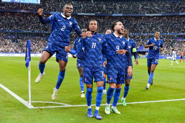 FOOTBALL : France vs Italie - Ligue des Nations - 3e JournÃ e - 02 10 2026 Joie des joueurs de l™equipe de france aprÃ s le but de Michael Olise (France) Saint DenisFrance  Copyright: xBaptistexAutissierx