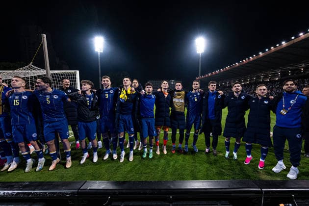 261002 Players from Bosnia and Herzegovina after the Nations League soccer match between Bosnia and Herzegovina and Sweden on October 2, 2026 in Zenica. Photo by Ludvig Thunman. BILDBYRAN code LT LT0823 soccer football fotball Nations League UEFA Nations League Bosnia and Herzegovina Sweden Sweden A BBENG  Copyright: LUDVIGxTHUNMAN BB261002LT223